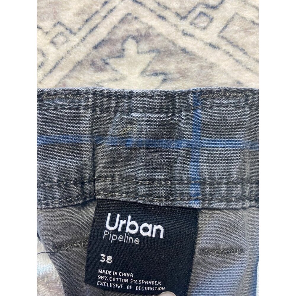 Urban Pipeline Blue Plaid Cargo Shorts Mens Size 38 Cotton Stretch Casual Wear - Picture 2 of 3